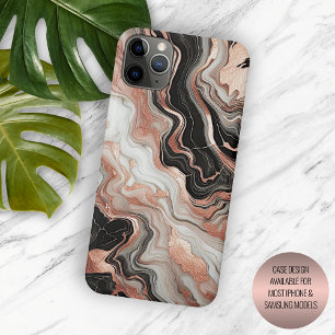 Schwarzes Graues Rosa Rosen-Gold-Marmor-Kunstmuste Case-Mate iPhone Hülle