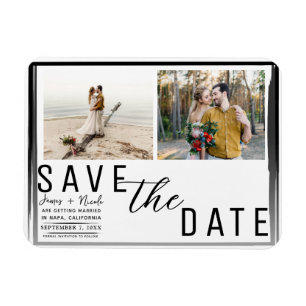 Schwarzes Grenzüberzieher Foto Save the Date Hochz Magnet