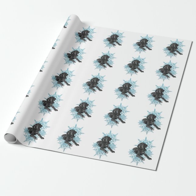 Schwarzes Grosses Dane beim Snowflakes Geschenkpapier (Ungerollt)