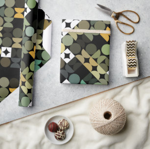 Schwarzes Grün Türkis Blau Kreise Kunst Muster Geschenkpapier