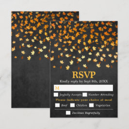 Schwarzes Grunge für Hochzeitsessen im Herbst RSVP Karte