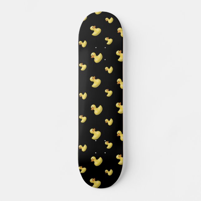 Schwarzes Gummientenmuster Skateboard (Vorderseite)