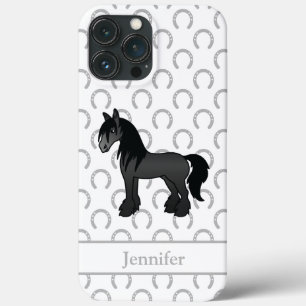 Schwarzes Gypsy Vanner Clydesdale Shire Cartoonpfe Case-Mate iPhone Hülle