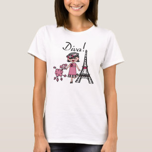 Schwarzes Haar-Diva T-Shirt