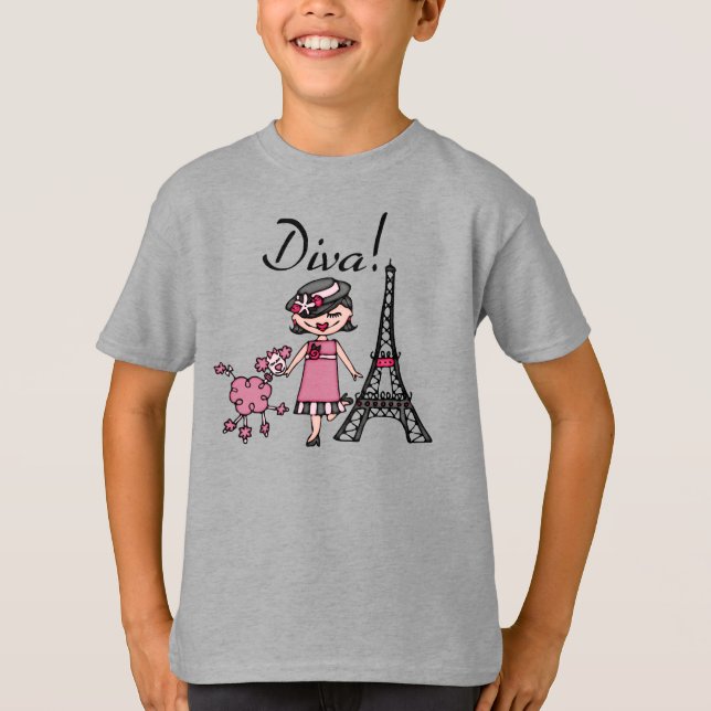 Schwarzes Haar-Diva T-Shirt (Vorderseite)