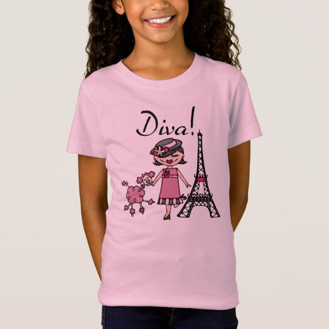 Schwarzes Haar-Diva T-Shirt (Vorderseite)