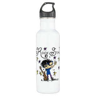 Schwarzes Haar-Jungen-Rockstar Edelstahlflasche