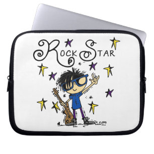 Schwarzes Haar-Jungen-Rockstar Laptopschutzhülle