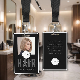 Schwarzes Haar-Stylist-Foto-ID-Abzeichen-Band mit Ausweis