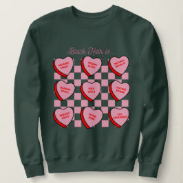 Schwarzes Haar Valentinstag Süßigkeiten Herz Sweat Sweatshirt