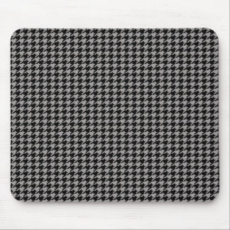 Schwarzes Hahnentrittmuster auf Grau Mousepad