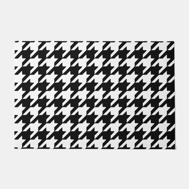 Schwarzes Hahnentrittmuster Fußmatte (Vorderseite)