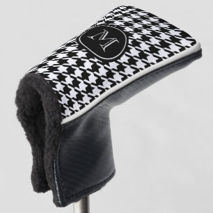 Schwarzes Hahnentrittmuster-mit Monogramm Initiale Golf Headcover
