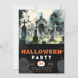 Schwarzes Halloween, Beängstigender Friedhof Einladung