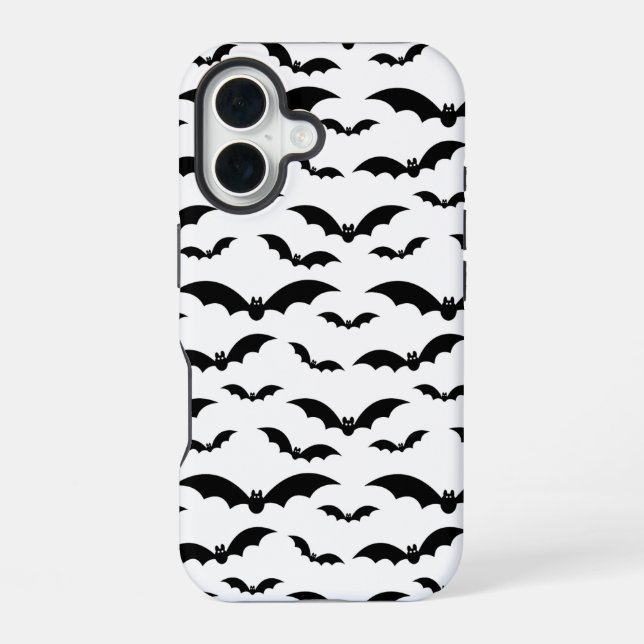 Schwarzes Halloween-Flechtmuster iPhone 16 Hülle (Rückseite)