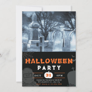 Schwarzes Halloween-Foto auf dem Friedhof Einladung