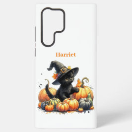 Schwarzes Halloween Kätzchen mit Kürbiskuits & Hex Samsung Galaxy Hülle