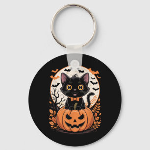 Schwarzes Halloween-Katze-Kürbis-Kostüm Herbst Schlüsselanhänger