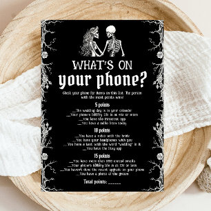 Schwarzes Halloween-Skelett-What's-On-Your-Phone-S Einladung