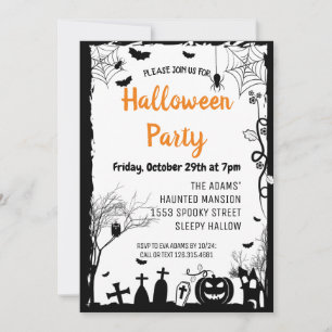 Schwarzes Halloween Spooktacular-Party Einladung