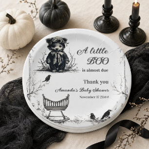 Schwarzes Halloween-Thema Bär Kleine Boo-Baby-Part Pappteller