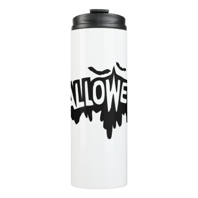 Schwarzes Halloween Thermosbecher (Vorderseite)