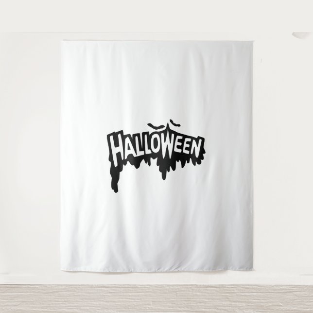 Schwarzes Halloween Wandteppich (Vorderseite)