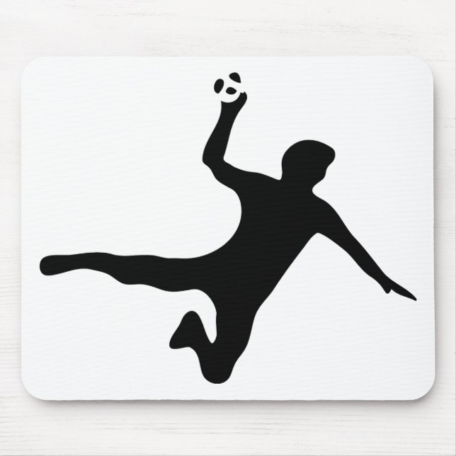 schwarzes Handballspielerlogo Mousepad (Vorne)