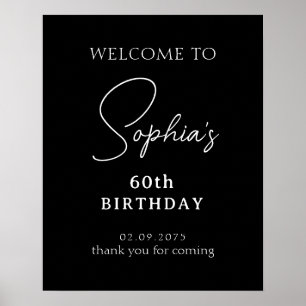 Schwarzes handgeschriebenes Skript 60. Geburtstag Poster