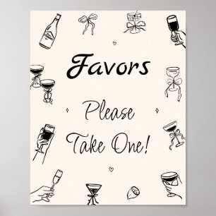 Schwarzes handgezeichnetes italienisches Geschenk  Poster