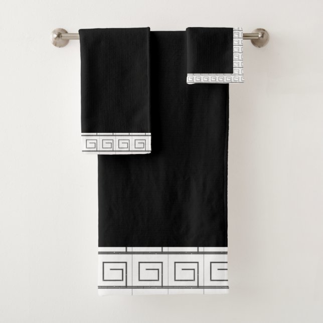 Schwarzes Handtuch Geo Trim Badhandtuch Set (Insitu)