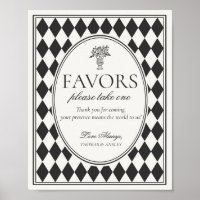 Schwarzes Harlekin-Karo-Hochzeitsgeschenk-Schild