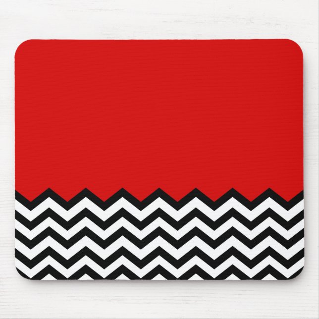 Schwarzes Häuschen-Zickzack roter Raum-Zickzack Mousepad (Vorne)