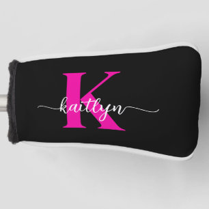Schwarzes Heißrosa-Monogramm Golf Headcover