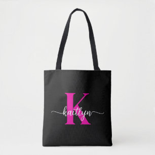 Schwarzes Heißrosa-Monogramm Tasche
