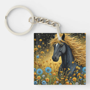 🌸 Schwarzes Hengst-Geschenk für Pferdeliebhaber � Schlüsselanhänger