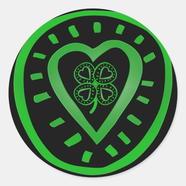Schwarzes Herz am St Patrick's Day R Sticker (Vorderseite)