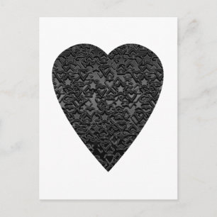 Schwarzes Herz. Gemustertes Herzdesign. Postkarte