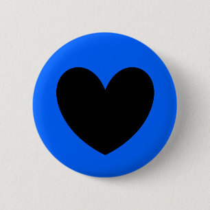 Schwarzes Herz in Blau Button