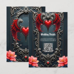 Schwarzes Herz mit Flügeln Gothic Romance Elegant Begleitkarte