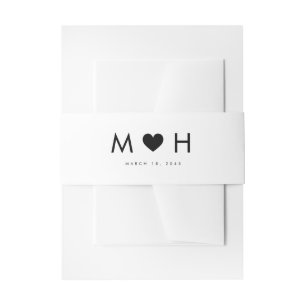 Schwarzes Herz Moderne Minimalistische Hochzeit Einladungsbanderole