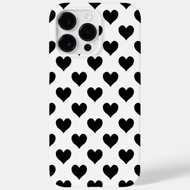 Schwarzes Herzmuster Case-Mate iPhone Hülle (Rückseite)