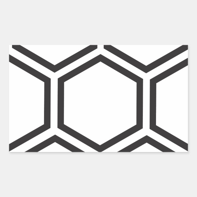 Schwarzes Hexagon-Muster. Rechteckiger Aufkleber (Vorderseite)