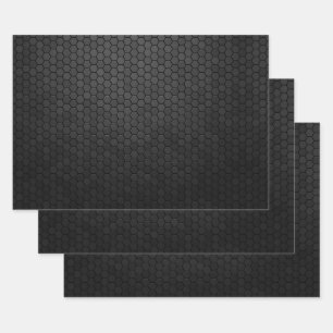 Schwarzes Hexagon Shape Design Geschenkpapier Set