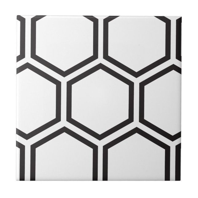 Schwarzes Hexagonmuster Fliese (Vorderseite)