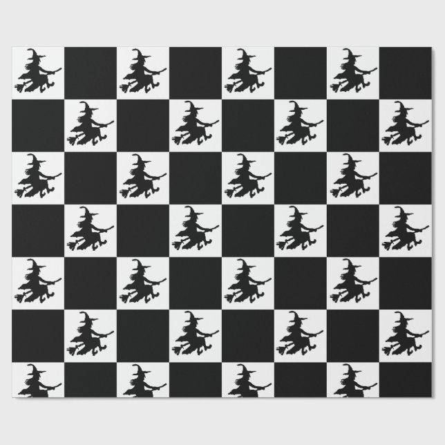 Schwarzes Hexen-Karopapier Geschenkpapier (Flach)