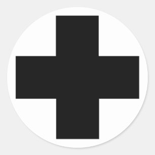 Schwarzes Hilfekreuz Runder Aufkleber