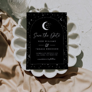 Schwarzes himmlisches gebogenes Save-The-Date Save The Date
