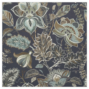 Schwarzes Hintergrundmuster antiker Paisley-Blumen Stoff