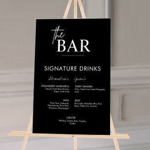 Schwarzes Hochzeits-Signature-Drinks-Bar-Menü Acrylschild